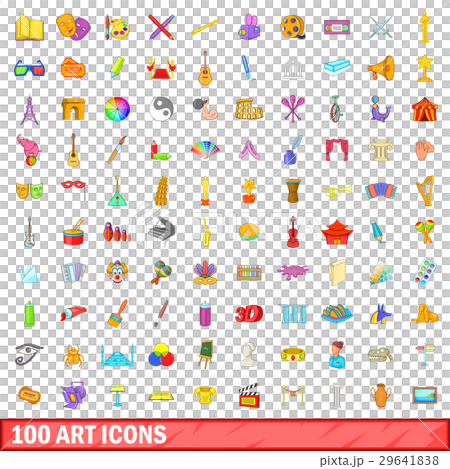 100 art icons set, cartoon style 100 art icons set, cartoon style 29641838
