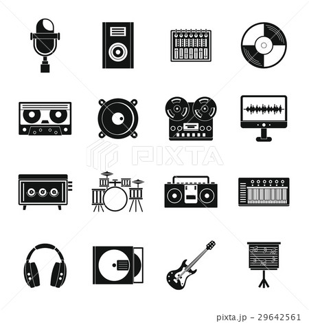 Recording studio items icons set, simple style 29642561