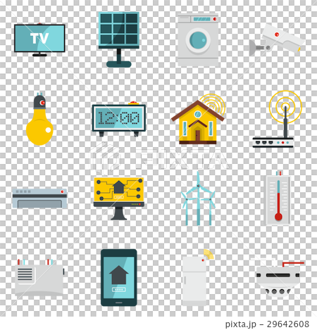 Smart home house icons set, flat style 29642608