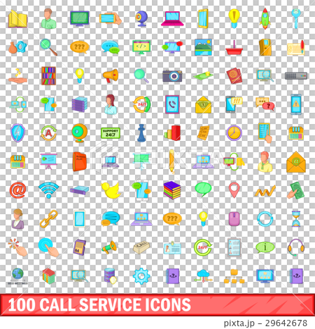 100 call service icons set, cartoon style 29642678
