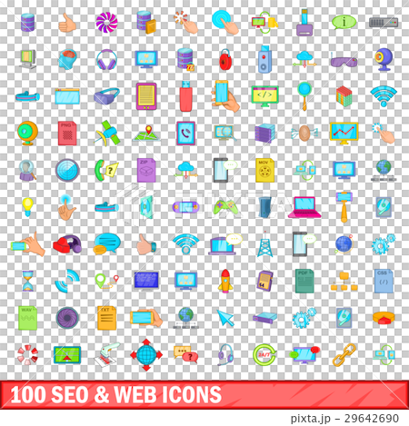 100 seo and web icons set, cartoon style 29642690
