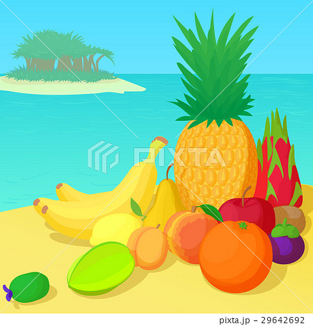Fruits collection concept, cartoon style Fruits collection concept, cartoon style 29642692