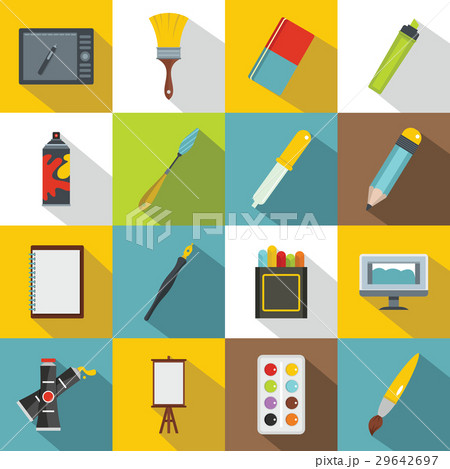 Design and drawing tools icons set, flat style 29642697