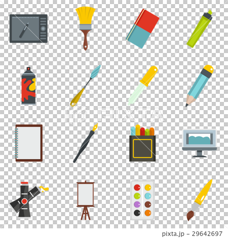 Design and drawing tools icons set, flat style 29642697