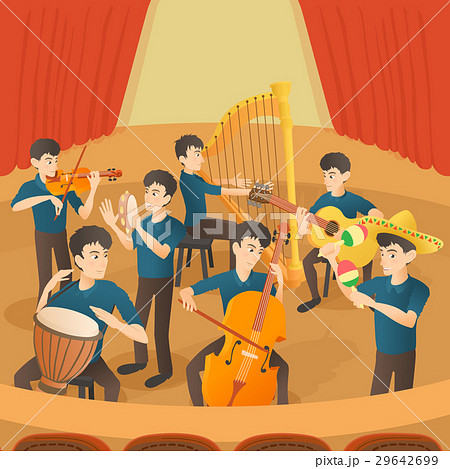 Orchestra musicians figures concept, cartoon style 29642699
