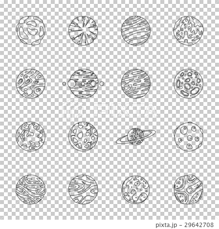 Fantastic planets icons set, outline style Fantastic planets icons set, outline style 29642708