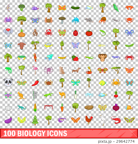 100 biology icons set, cartoon style 100 biology icons set, cartoon style 29642774