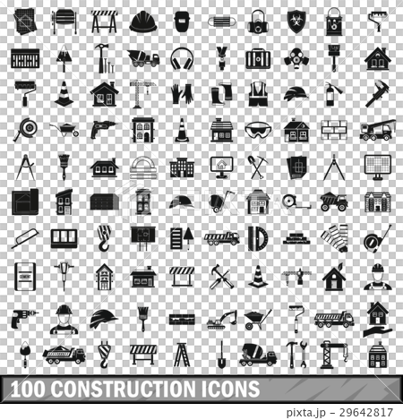100 construction icons set in simple style 100 construction icons set in simple style 29642817