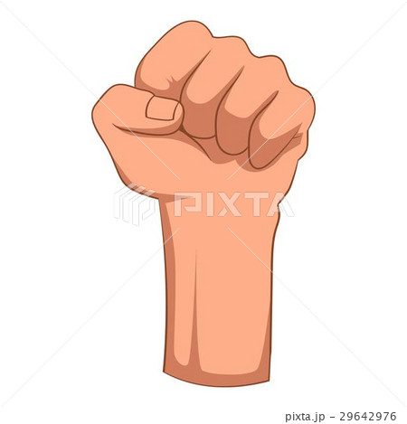 Raised up clenched male fist icon, cartoon style 29642976
