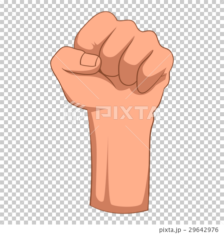 Raised up clenched male fist icon, cartoon style 29642976