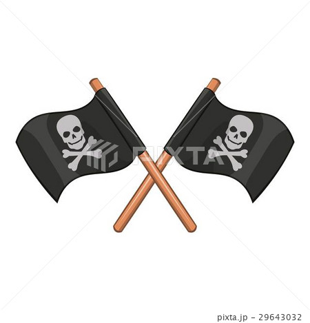 Crossed pirate flags icon, cartoon style Crossed pirate flags icon, cartoon style 29643032
