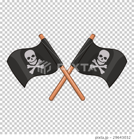Crossed pirate flags icon, cartoon style Crossed pirate flags icon, cartoon style 29643032