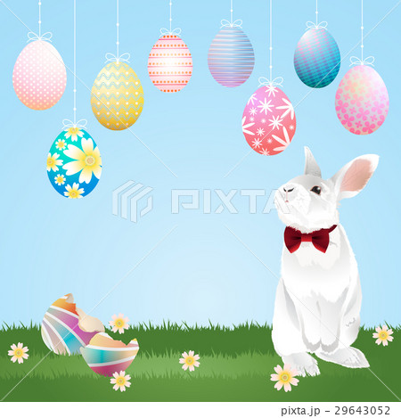 easter eggs hanging and bunny 29643052