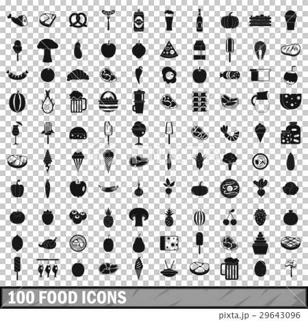 100 food icons set in simple style 100 food icons set in simple style 29643096