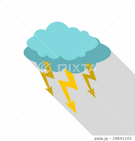 Storm cloud lightning bolt icon, flat style 29643103