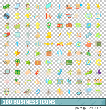 100 business icons set, cartoon style 100 business icons set, cartoon style 29643150