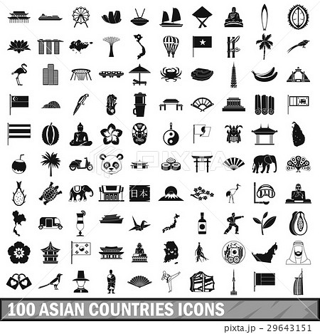 100 asian icons set in simple style 100 asian icons set in simple style 29643151
