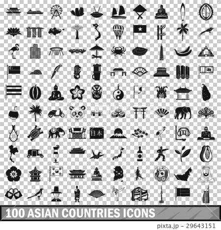 100 asian icons set in simple style 29643151