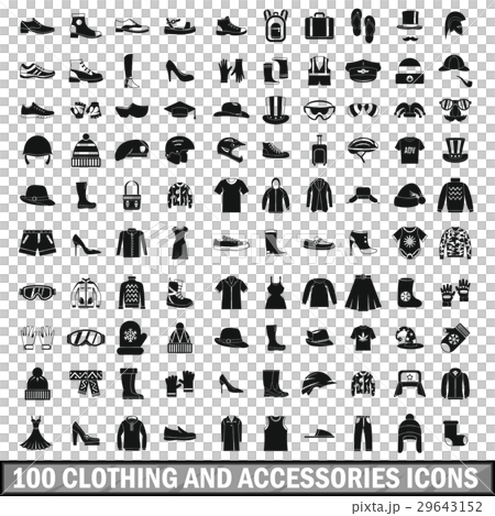 100 clothing and accessories icons set 100 clothing and accessories icons set 29643152