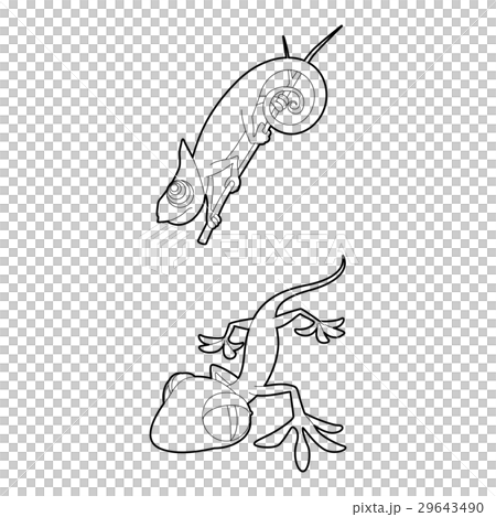 Lizard icons set, outline style 29643490