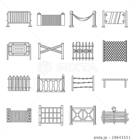 Fencing icons set, outline style 29643551