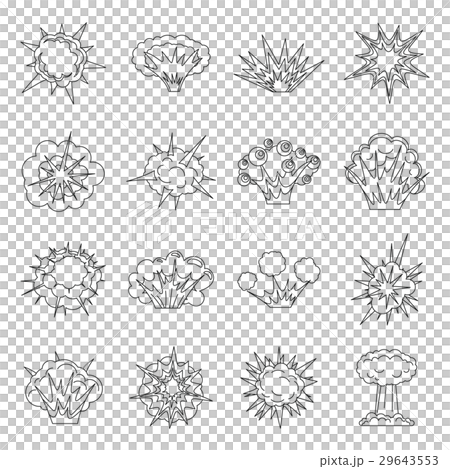Explosion icons set, outline style Explosion icons set, outline style 29643553