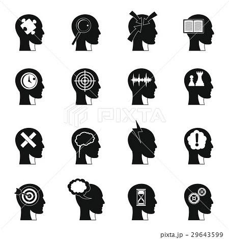 Head logos icons set, simple style 29643599