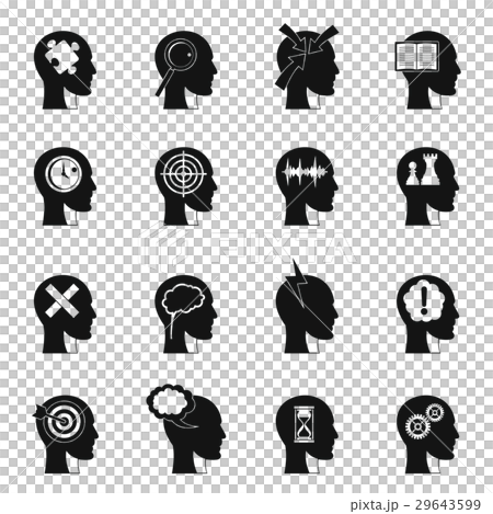 Head logos icons set, simple style 29643599