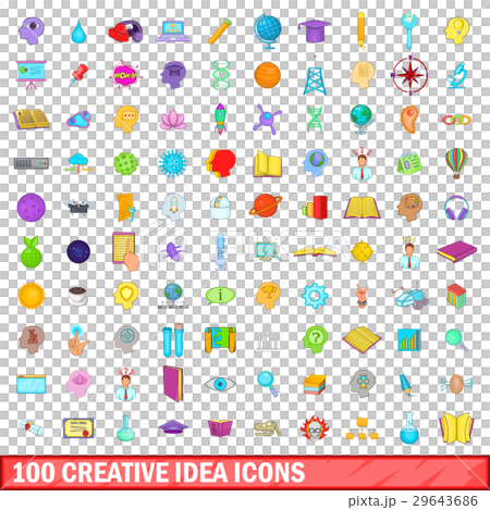 100 creative idea icons set, cartoon style 29643686