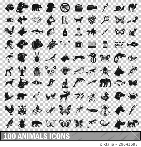 100 animals icons set in simple style 100 animals icons set in simple style 29643695