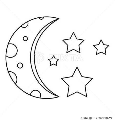 Moon And Stars Icon Outline Styleのイラスト素材 Moon And Stars Icon Outline Styleのイラスト素材