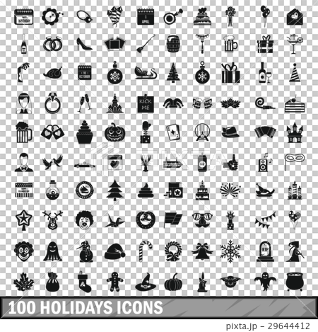 100 holidays icons set in simple style 29644412