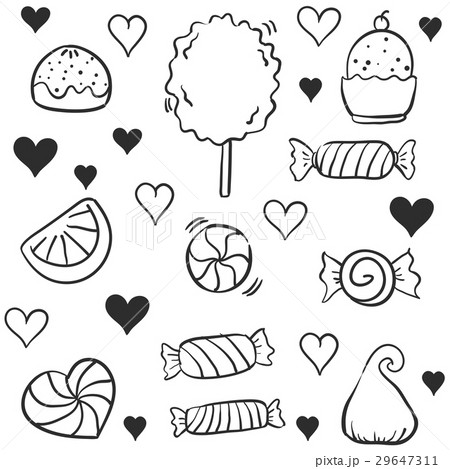 Doodle of candy many various hand draw 29647311