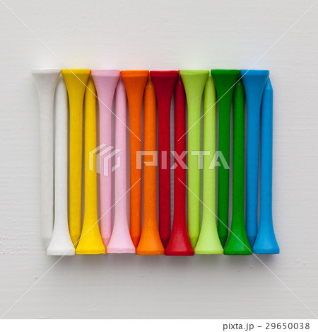 Detail of different  golf tees on the wooden table 29650038