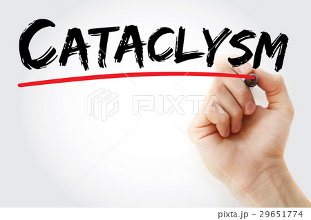 Hand writing Cataclysm with marker 29651774