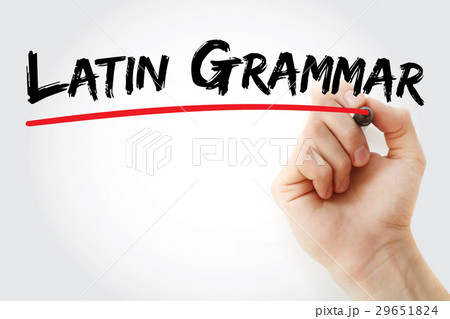 Hand writing Latin grammar with marker 29651824