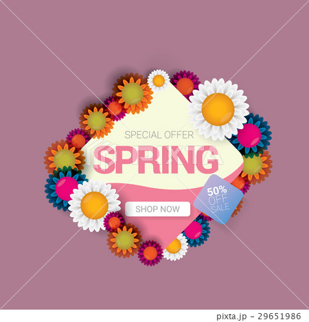 Spring sale label with beautiful flowers Spring sale label with beautiful flowers 29651986