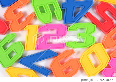 Colorful plastic numbers 123 on white 29653077