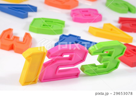 Colorful plastic numbers 123 on white Colorful plastic numbers 123 on white 29653078