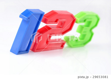 Colorful plastic numbers 123 on white Colorful plastic numbers 123 on white 29653081