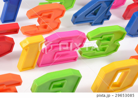 Colorful plastic numbers 123 on white 29653085