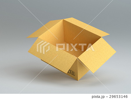 Empty open cardboard box on gray background 29653146
