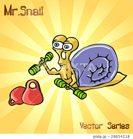Mr. Snail with sports. vector illustration  29654218