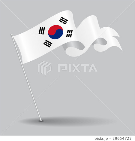South Korean pin wavy flag. Vector illustration. 29654725