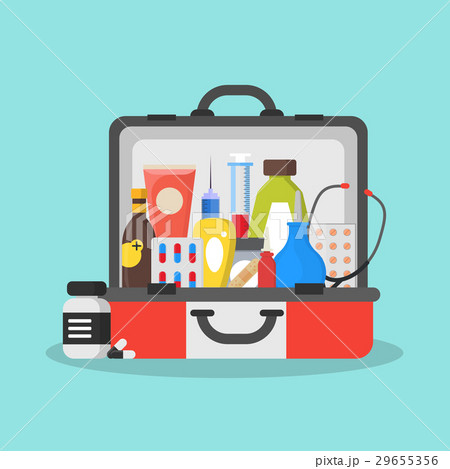 First Aid Kit Box or Suitcase. Vector 29655356