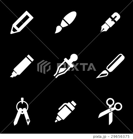Vector white stationery and painting icon set Vector white stationery and painting icon set 29656375