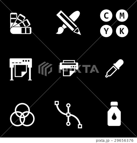 Vector white polygraphy icon set 29656376