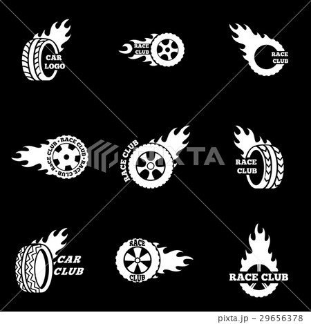 Vector white Racing icon set 29656378