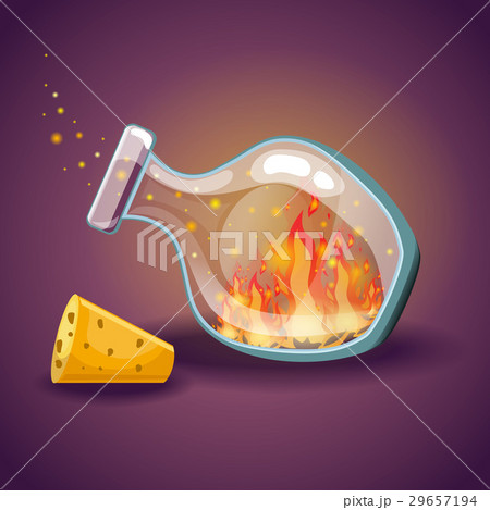Cartoon vector empty bottles with flame 29657194