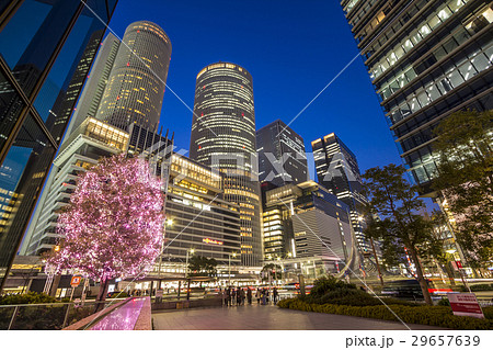 名古屋 都市風景 名古屋駅夜景の写真素材